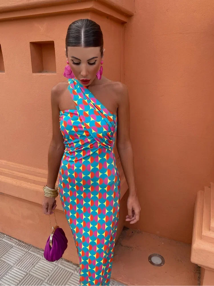 Vestido Midi Diagonal Moderno Chic
