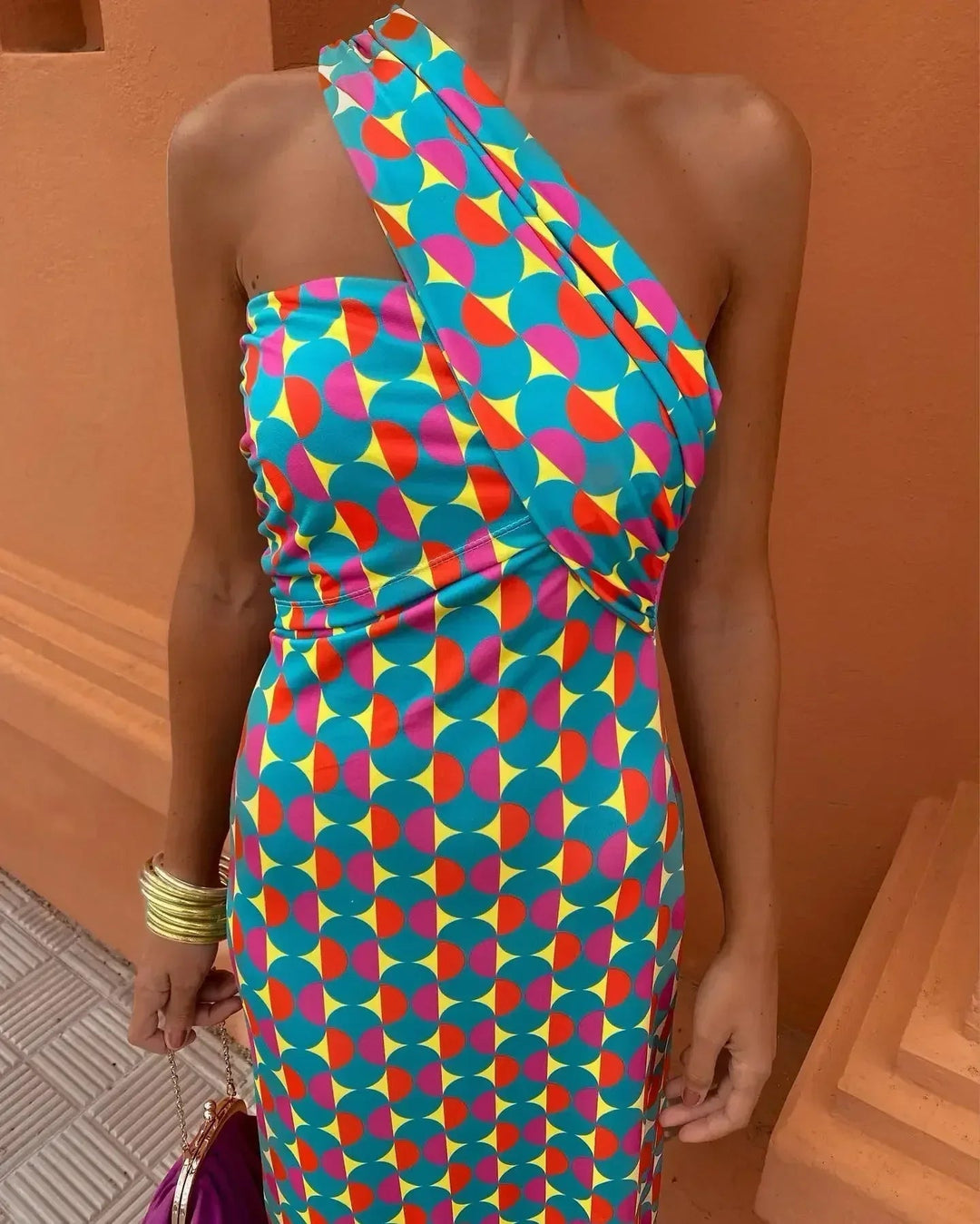 Vestido Midi Diagonal Moderno Chic