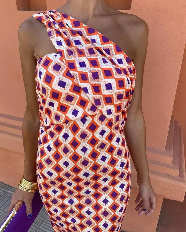 Vestido Midi Diagonal Moderno Chic